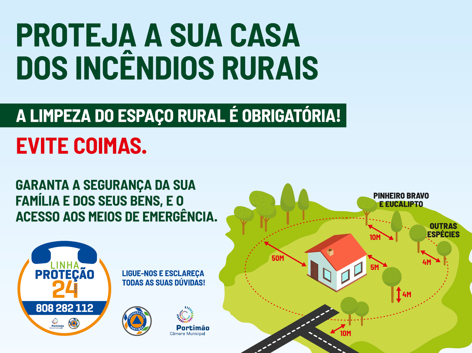 Cartaz Proteja casa incêndios florestais