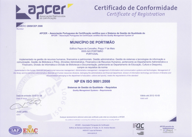 Biblioteca Municipal de Portimão certificada 2010